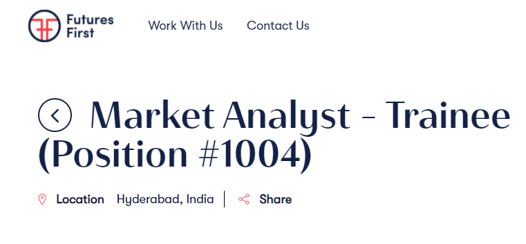 Futures First Off Campus Drive 2021 hiring Market Analyst Trainee