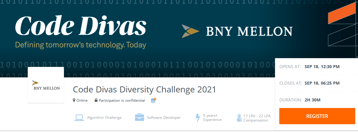 Bny Mellon Code Divas Diversity Challenge 2021