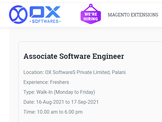 OX Softwares Recruitment Drive