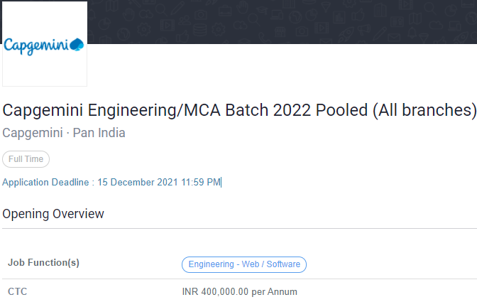 Capgemini Exceller Pooled Campus Drive 2022
