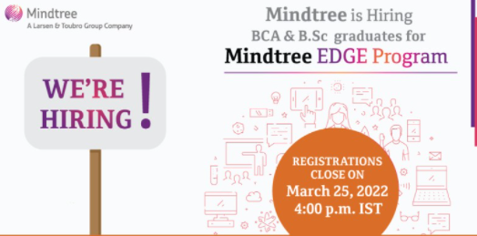 Mindtree is hiring BCA & B.Sc graduates for Mindtree EDGE Program
