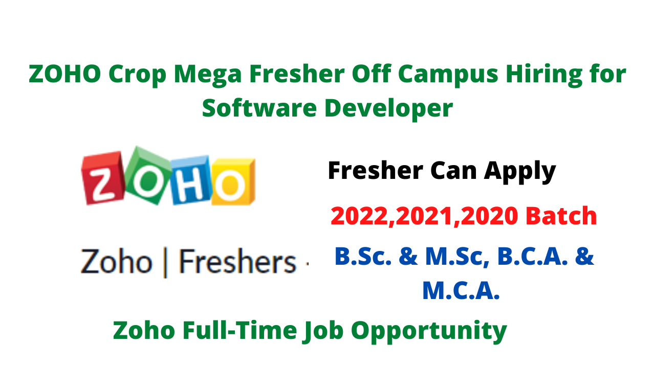 ZOHO Crop Mega Fresher Off Campus Hiring