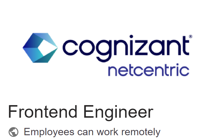 Cognizant Netcentric is hiring techies For Frontend Engineer