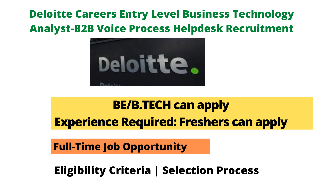 Deloitte Careers Entry Level Business Technology Analyst