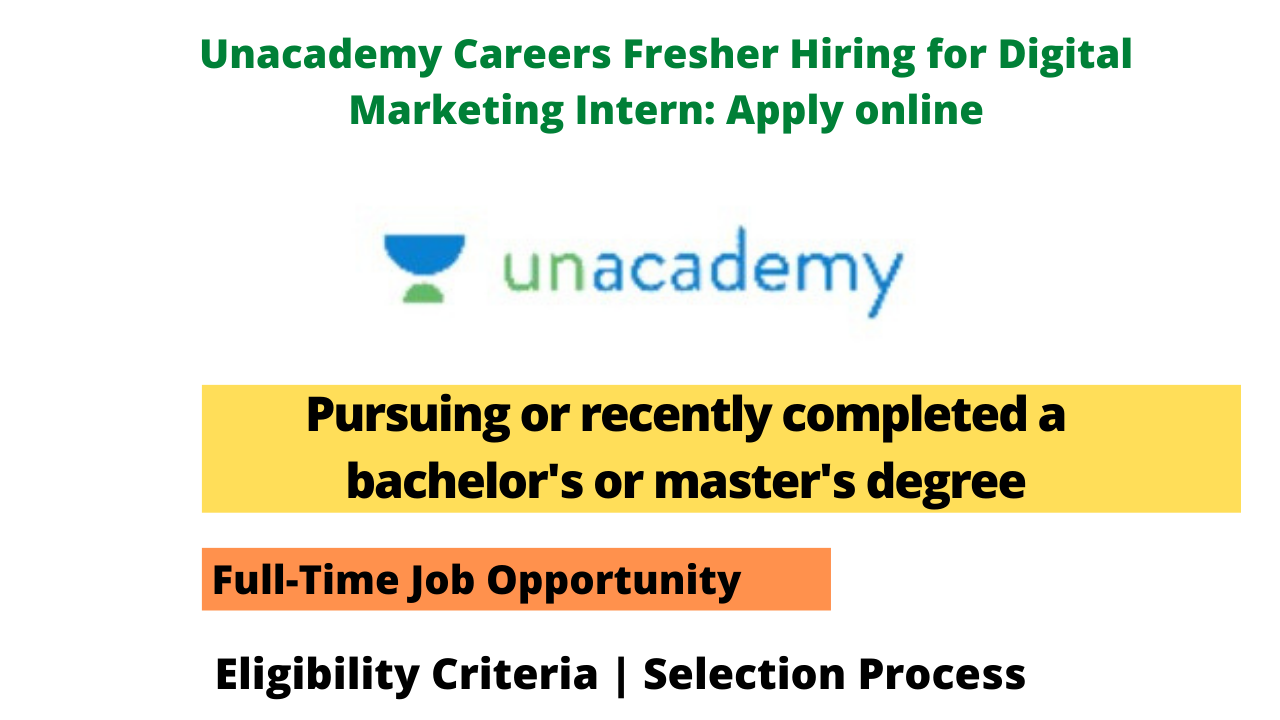 Unacademy Careers Fresher Hiring for Digital Marketing Intern