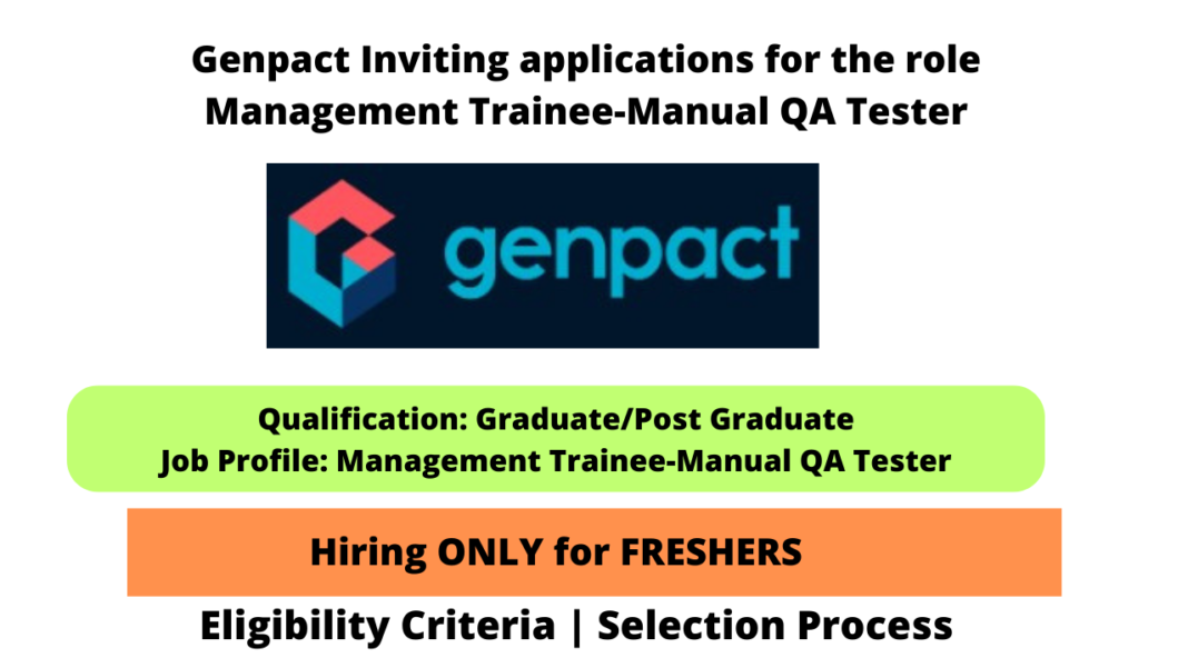 Genpact Inviting applications for the role Management TraineeManual QA Tester Seekajob