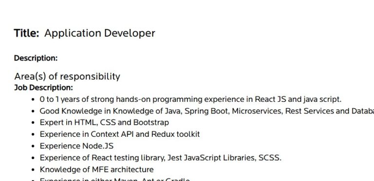 Birlasoft Job Hiring for the role of Application Developer - Seekajob