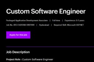 Accenture Job Alert 2026 for Custom Software Engineer - Seekajob