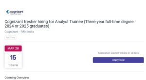 Cognizant Superset fresher hiring 2026 for Analyst Trainee (Three-year ...